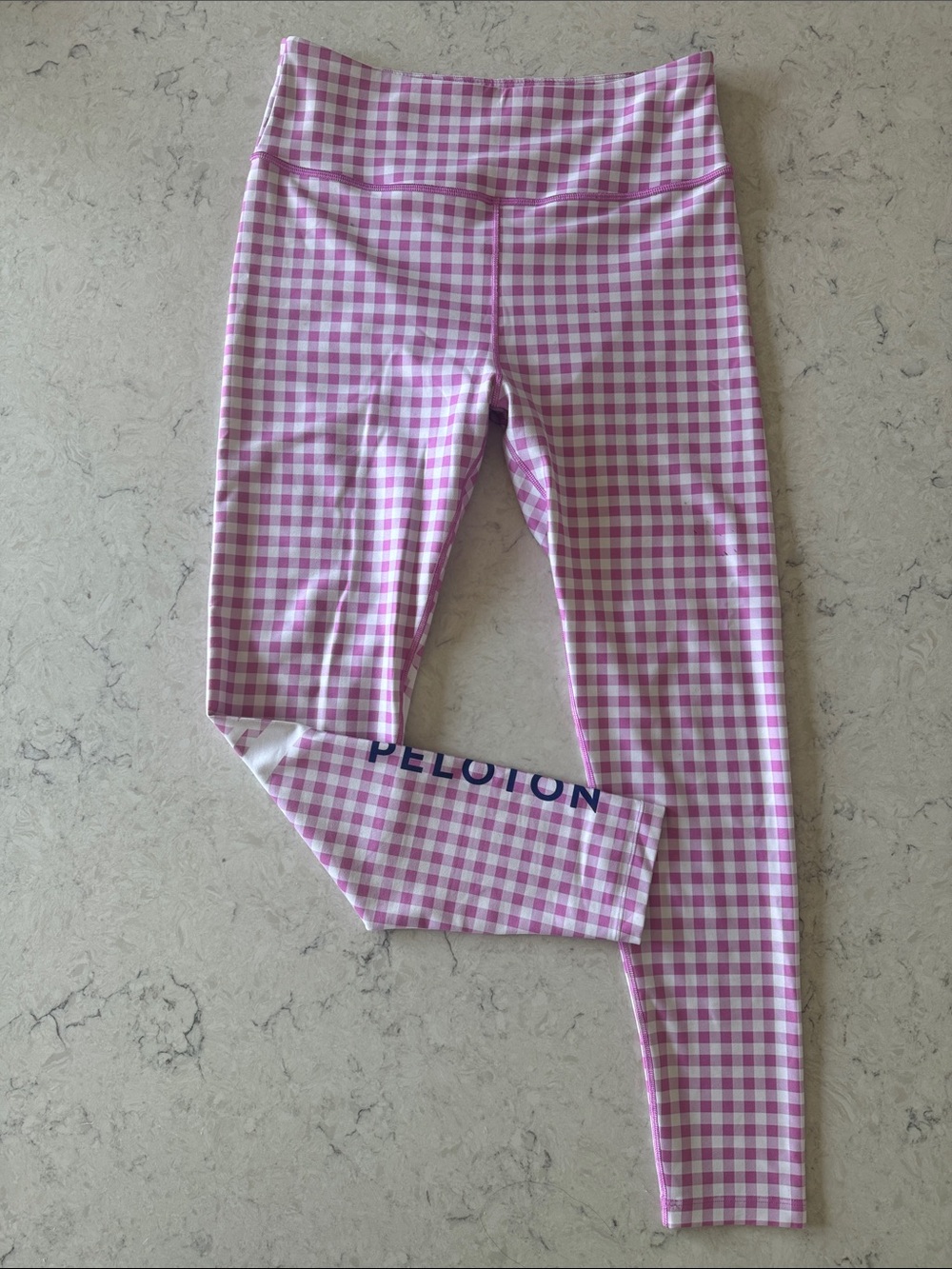 Peloton Pink Gingham Print Leggings W L